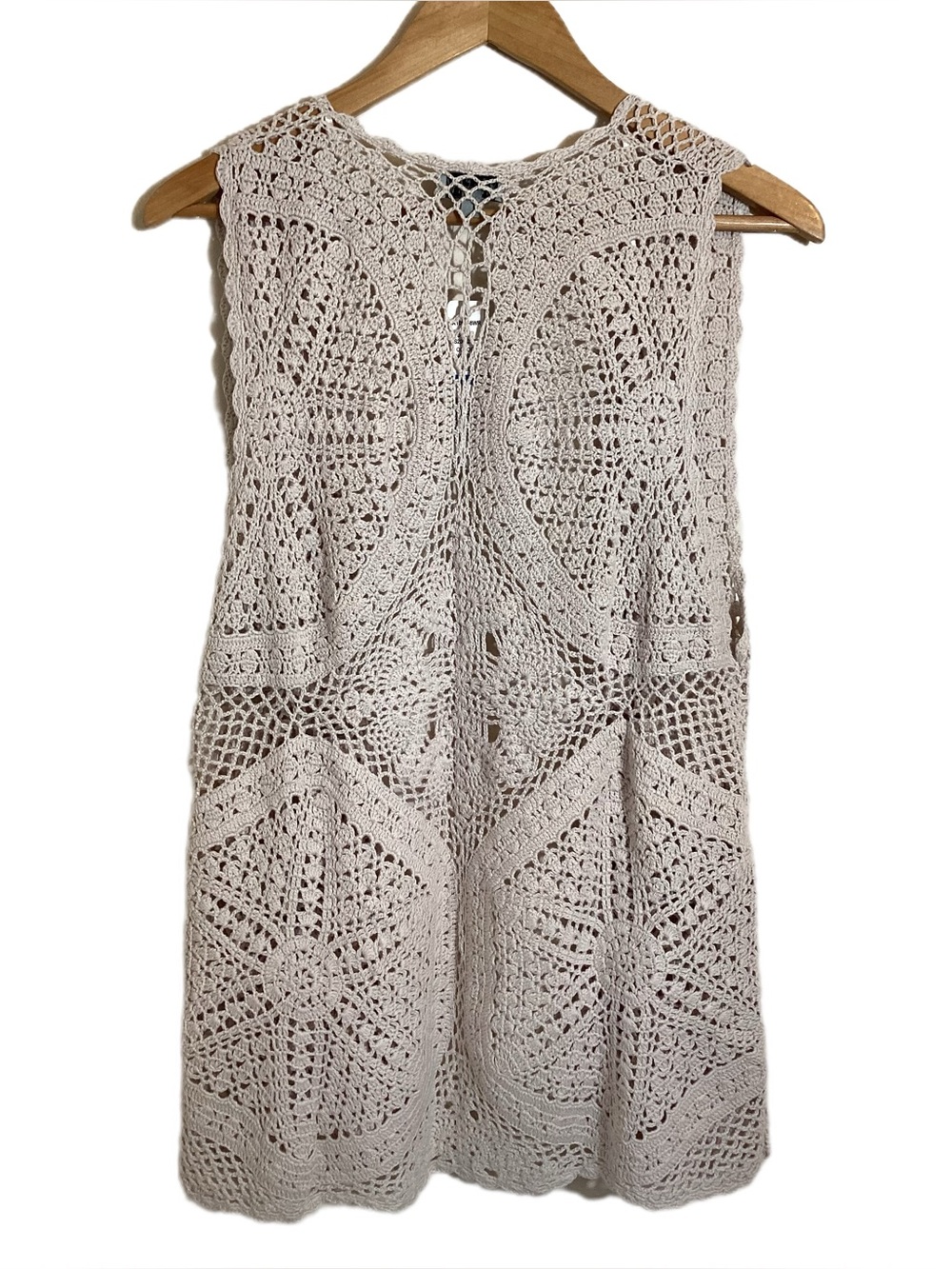 Joseph A Open Knit Crochet Vest Top XL
